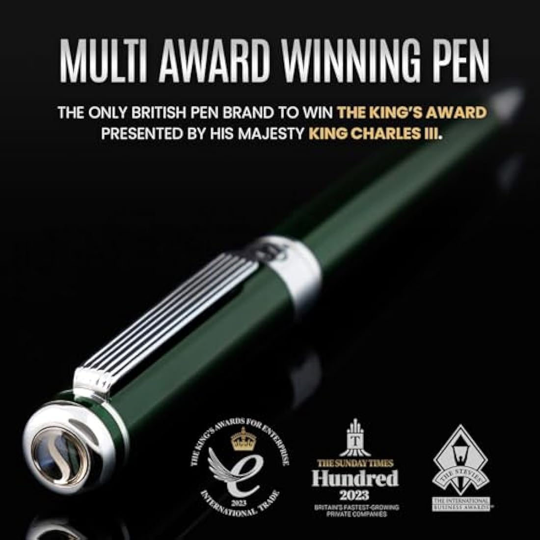 Scriveiner Green Ballpoint - Stunning British Racing Green Luxury Pen, Chrome Finish, Schmidt Black Refill, Best Ball Pen Gift Set for Men & Women, Professional Executive Office