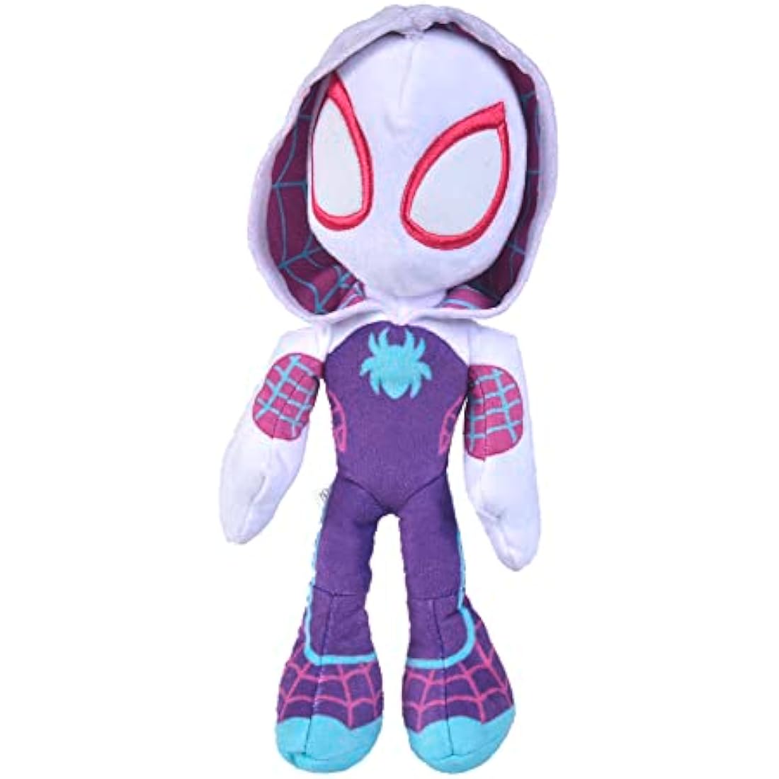 Disney Spiderverse Ghost Spider Action Figure Soft Toy with Glow in the Dark Eyes, Multicolor, One Size, 25 cm