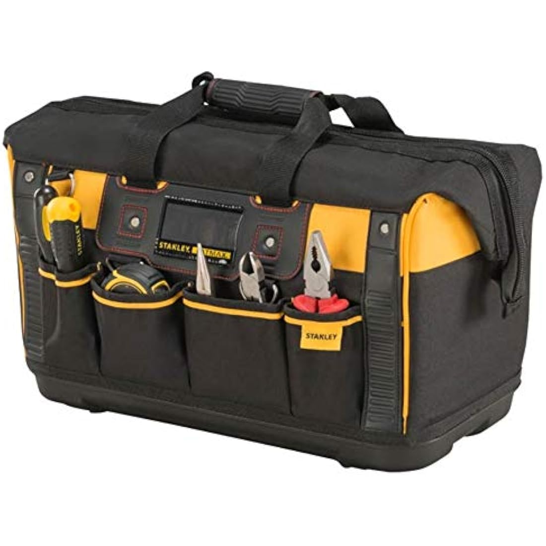 STANLEY FATMAX Open Mouth Rigid Tool Bag with Storage Compartment, Multi-Pockets Storage Organiser, 20 Inch, FMST1-71180 , Black