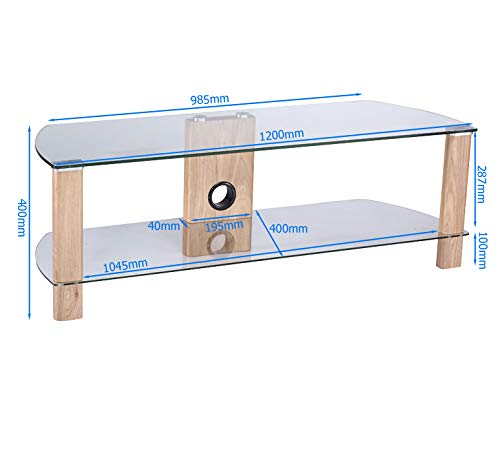 Alphason Century 1200 TV Stand - Walnut & Black Glass