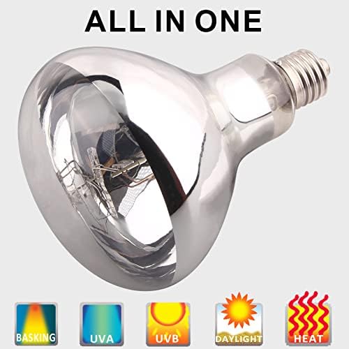 DERNORD Mercury Vapour Bulb Tortoise - 160W UVA UVB Heat Lamp Bulb for Reptile Turtle Snakes Bearded Dragon Vivarium Spotlight Basking Bulbs E27 Screw