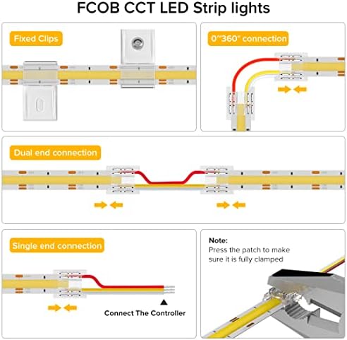 BTF-LIGHTING FCOB COB FOB Flexible High Density CCT LED Strip 2x5M 640LEDs/m DC24V 14W/M Tunable 3000K-6000K CRI＞90 Dimmable deformable LED Strip Light for DIY Interior Decoration(Strip only)