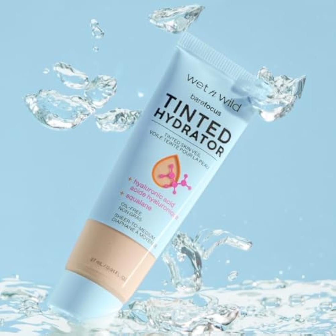 Wet n Wild, Bare Focus Tinted Hydrator, Tinted Moisturiser with Hyaluronic Acid, Lightweight Formula with Semi-Matte Finish for Oily Skin, Sheer to Medium Coverage, Tan