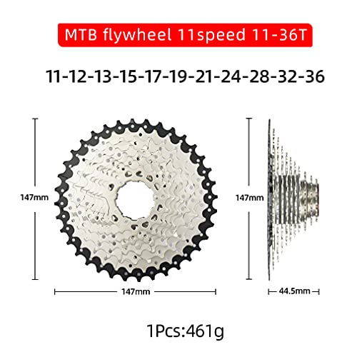 CYSKY 11 Speed Cassette 11-36T Cassette Fit for Mountain Bike, Road Bicycle, MTB, BMX (Light Weight) (11-36T)