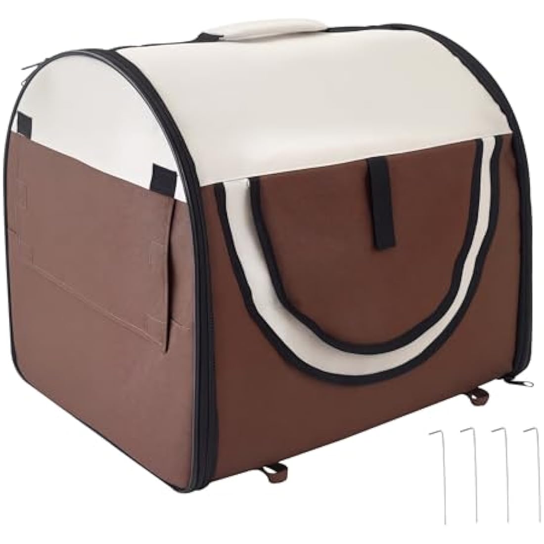 Pawhut Folding Fabric Soft Pet Crate Dog Cat Travel Carrier Cage Kennel House Brown 46L x 36W x 41H cm