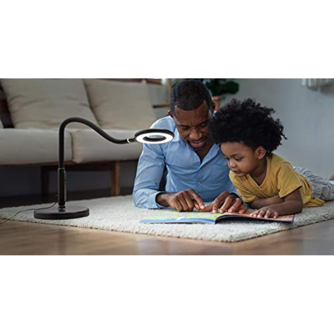 Daylight Multiplex 3-in-1 Lamp: Versatile Lighting for Living Room, Bedroom, Office - 5 Brightness, 3 Colors - Reading, Study, Nail Care - 12W, Black