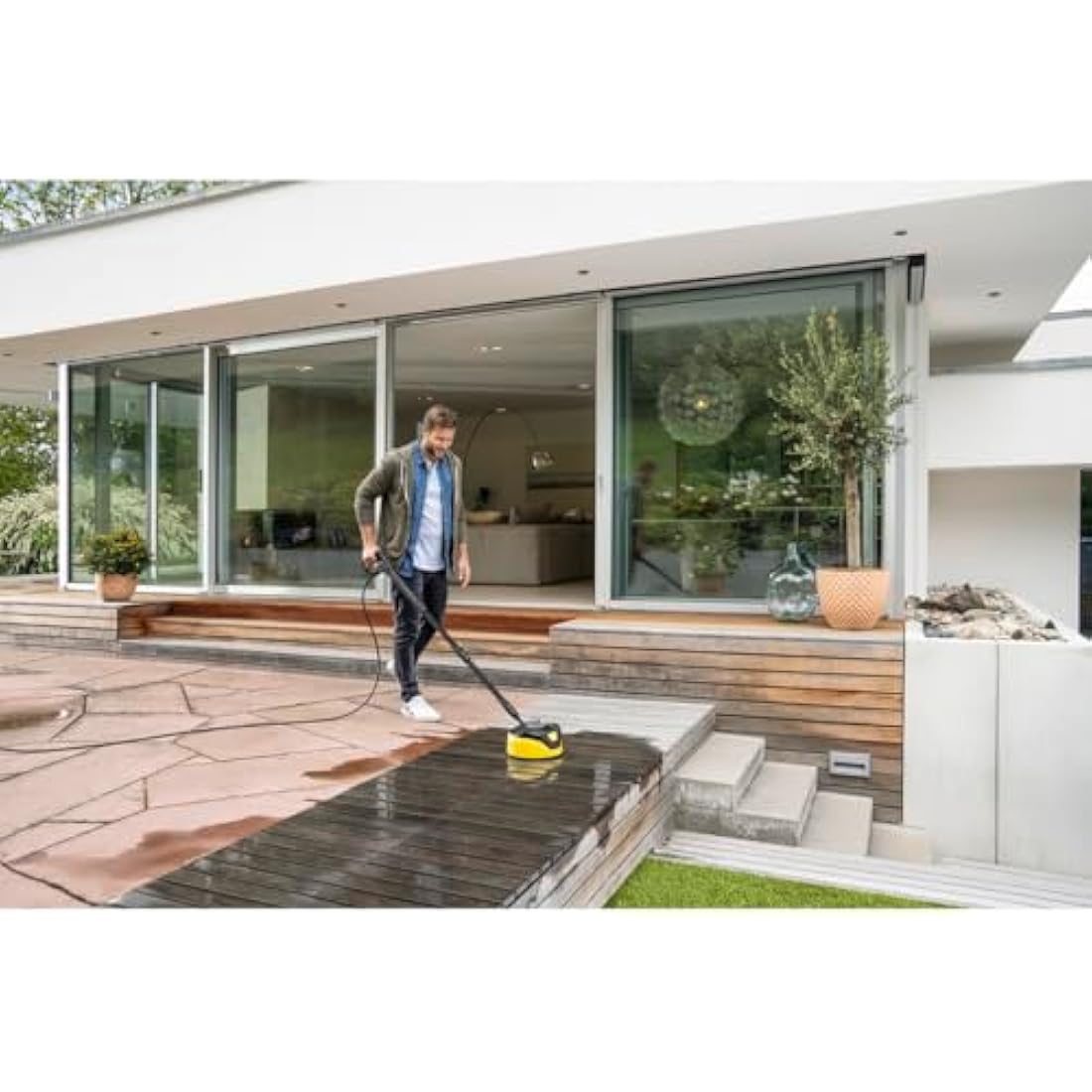 Kärcher T 5 T Racer Patio Cleaner for High Pressure Washers Original Accessory, Twin Jet Rotating Arm, Ergonomic Surface Cleaner