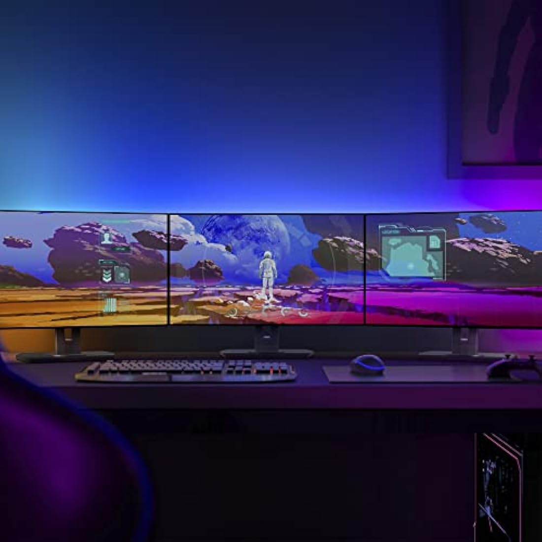 Philips Hue Play Gradient PC Lightstrip [for 3X 24-27 Inch Screens] LED Smart Lighting. Sync for Entertainment, Gaming and Media