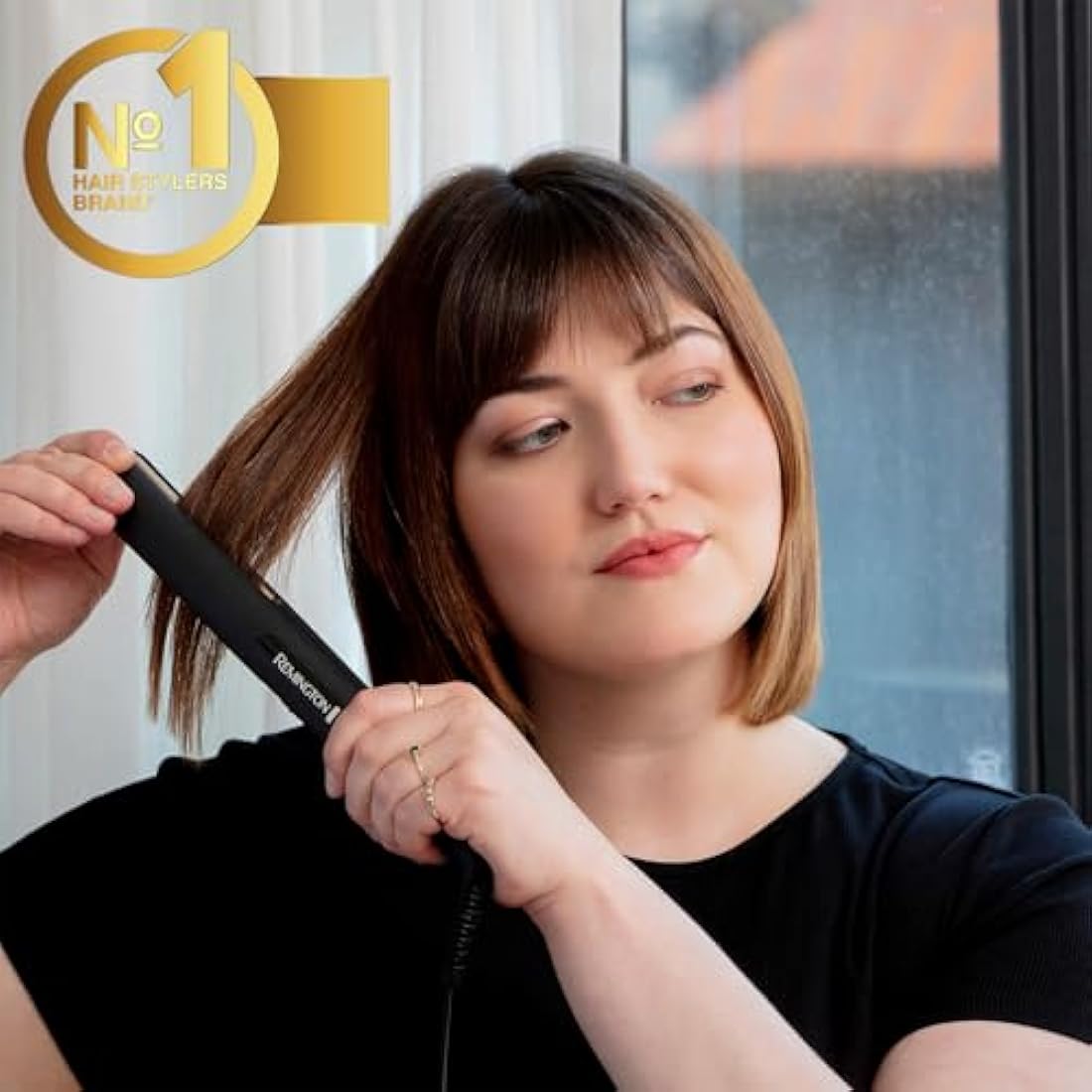 Remington Hair Straightener - Slim longer length floating plates with Antistatic Ceramic coating for smooth glide, 2 Heat settings, Fast 30 second heat up, 1.8m cord, Up to 220°C, S1510