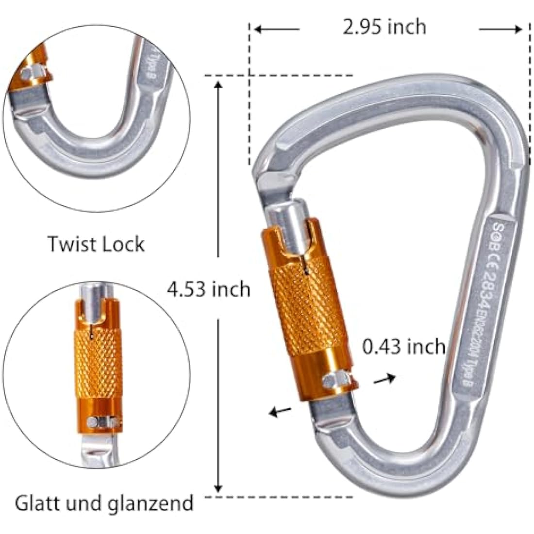 Climbing Carabiners, Auto Locking Carabiner Clips Heavy Duty for Rock Climbing, Camping, Dog Leash, Hammock, Swing, Water Bottle