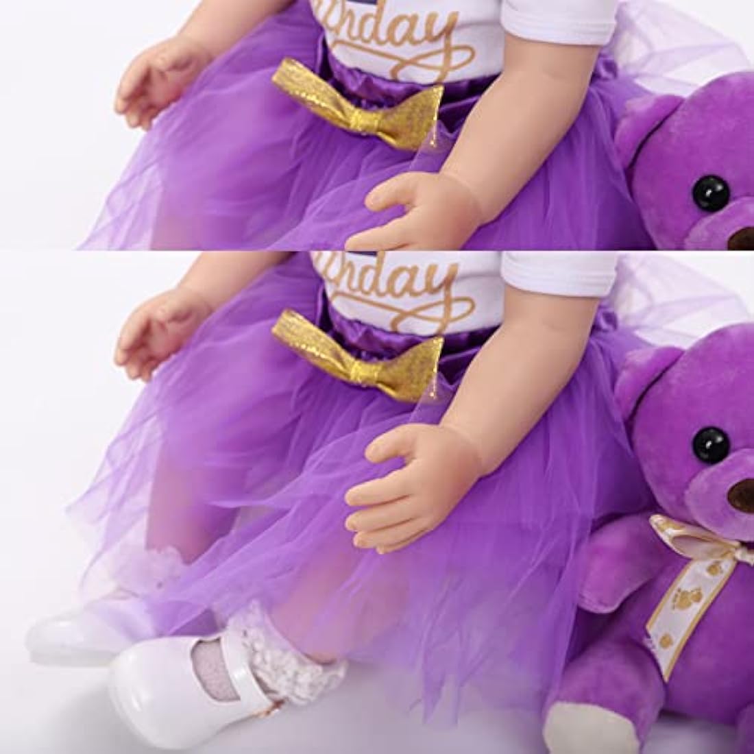 ZIYIUI Reborn 24 inch Realistic Baby Dolls - Vinyl Soft Silicone Newborns in Purple Dress - Boy and Girl Toys