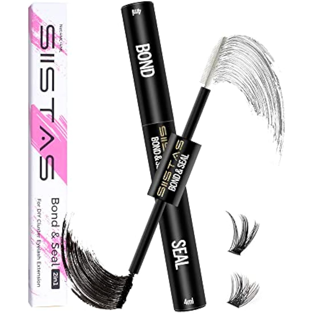 Lash Bond and Seal, Cluster Eyelash Glue for DIY Individual Eyelash Extensions,Super Strong Hold Cluster Lash Adhesive， Waterproof, Mascara Wand Individual Lashes Glue for Sensitive Eyes