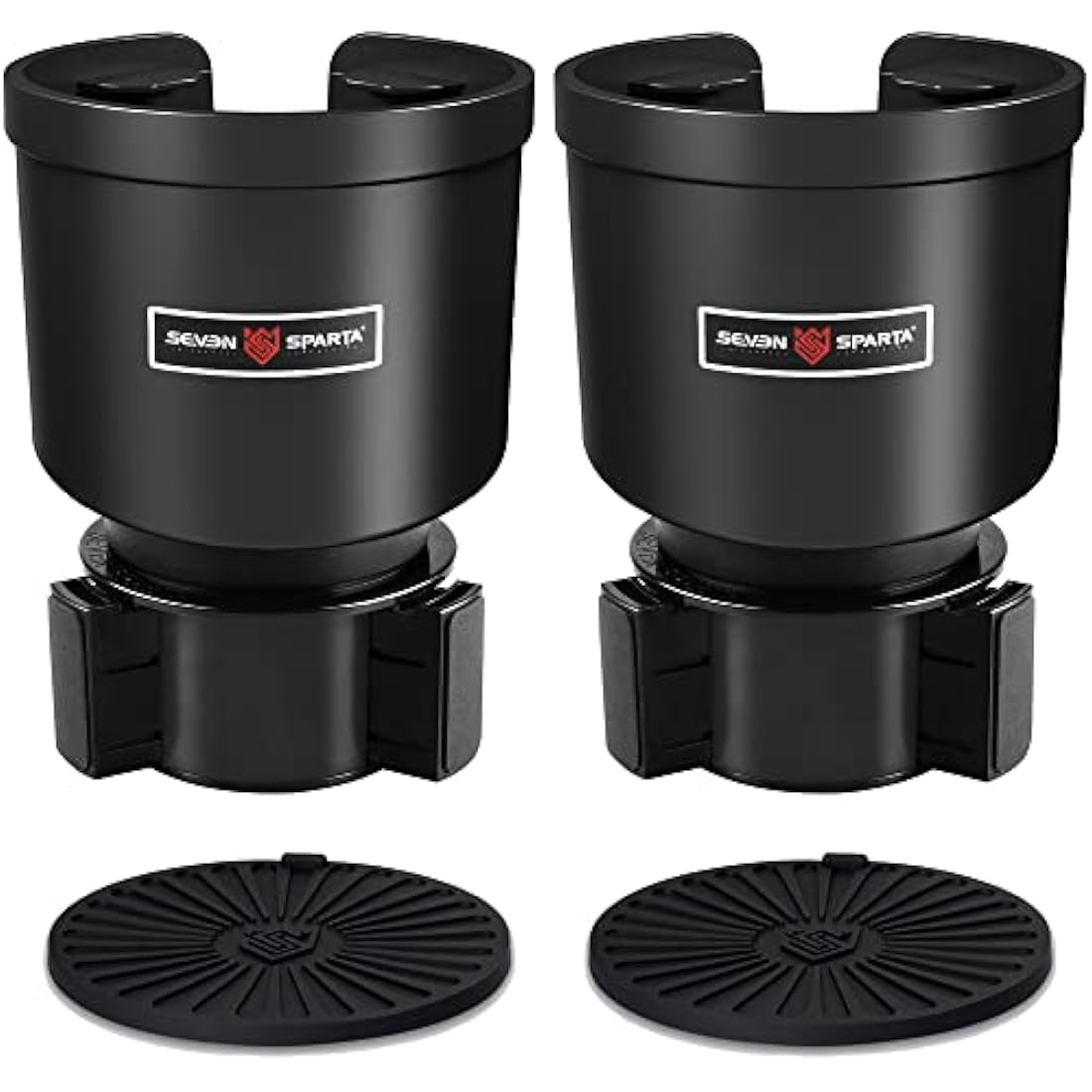 Seven Sparta Upgraded Car Cup Holder Expander Adapter with Offset Adjustable Base, Compatible with Yeti 14/24/36/46oz Ramblers, Hydro Flasks 32/40oz, Other Large Bottles Mugs in 3.4''-4.0'' (2)
