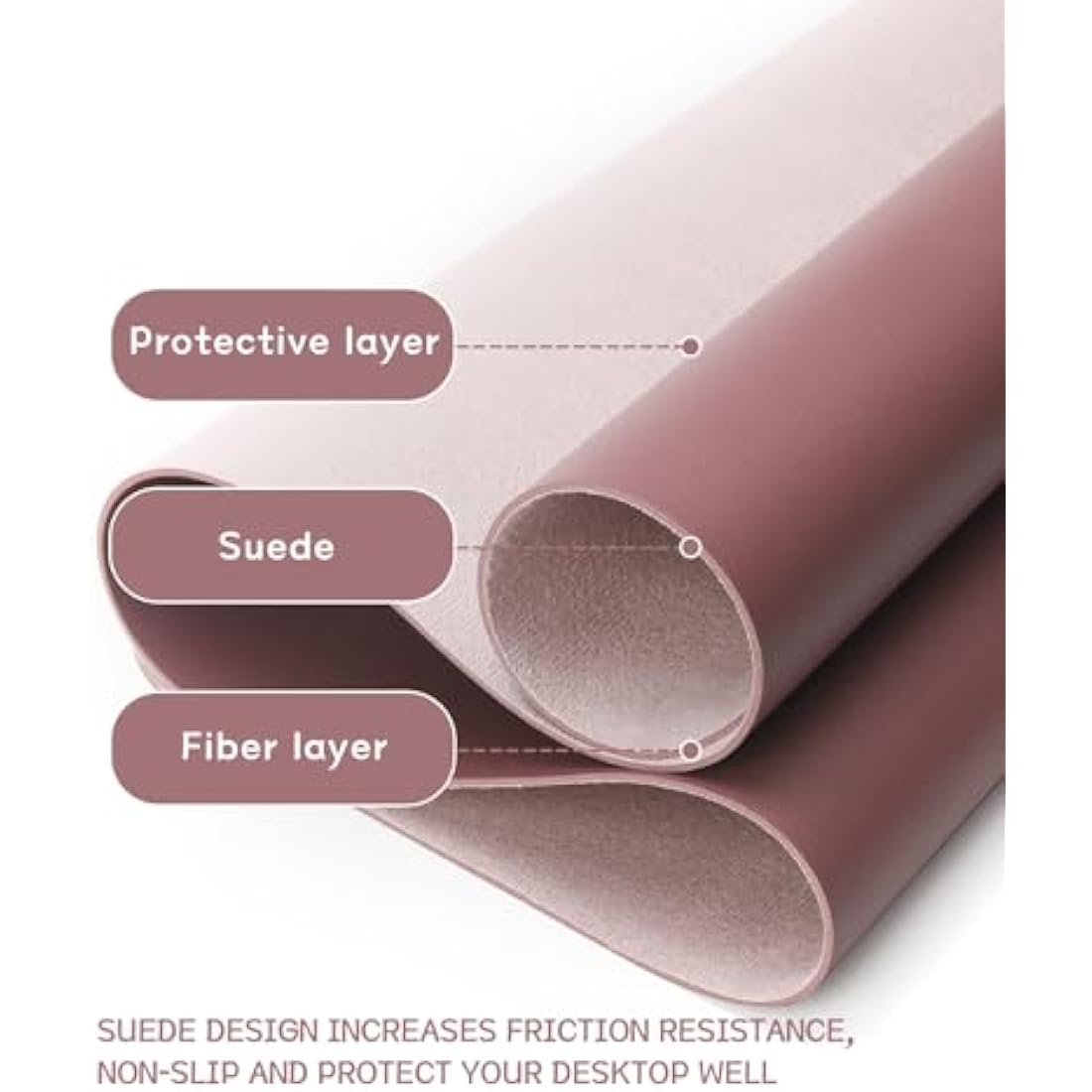 YSAGi Non-Slip Desk Pad, Waterproof PVC Leather Desk Table Protector, Ultra Thin Large Mouse Pad, Easy Clean Laptop Desk Writing Mat for Office Work/Home/Decor (90 x 43 cm, Dark Pink)