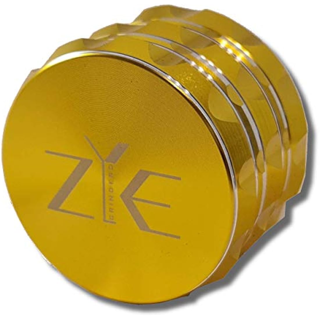 ZYE Herb Grinder – Quality Aluminium w/Ultra Sharp Teeth – Large 2.5" 4 Piece w/Twist & Lock Storage Layer – No Flaking and Non-Stick - Gold