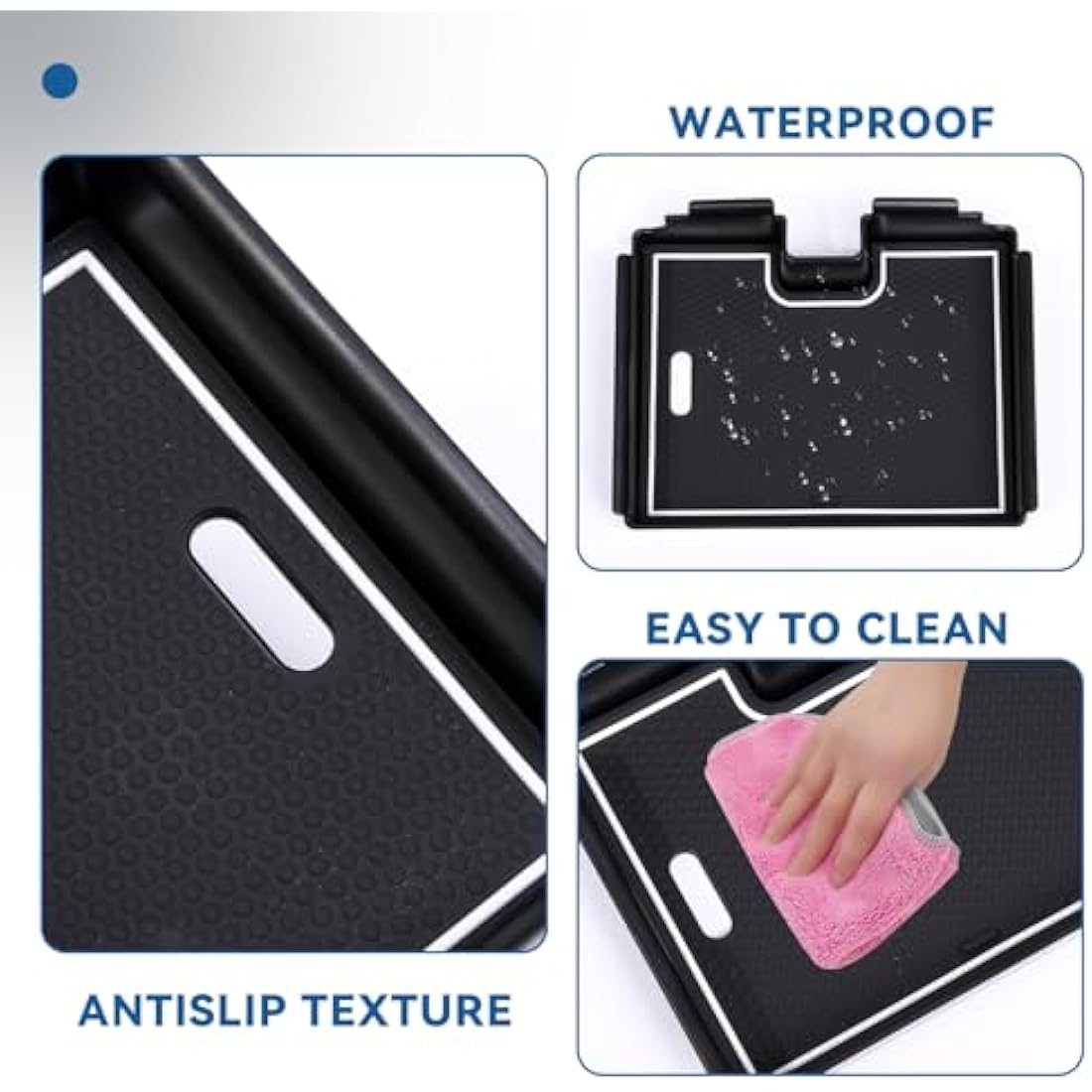 Black Armrest Storage Box Plastic Car Phone Organizer Holder Tray With Non-Slip Mat Compatible With Range Rover Evoque 2012-2018 Car Accessory