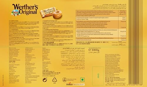 Werther's Original Cream Candies, Classic Buttery Caramel Treats, Gluten-Free & Vegetarian, 1 kg Sharing Bag (Pack of 1)