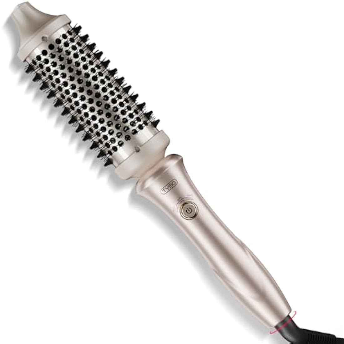 TYMO Thermal Brush - Curling Brush Hair Styler, Heated Round Curling Iron, Blowout Styler with Flexi-Fit Tech for Hair Straightening and Curling 2 in 1, Dual Voltage, 3 Temps, Quick & Easy, 43mm Gold