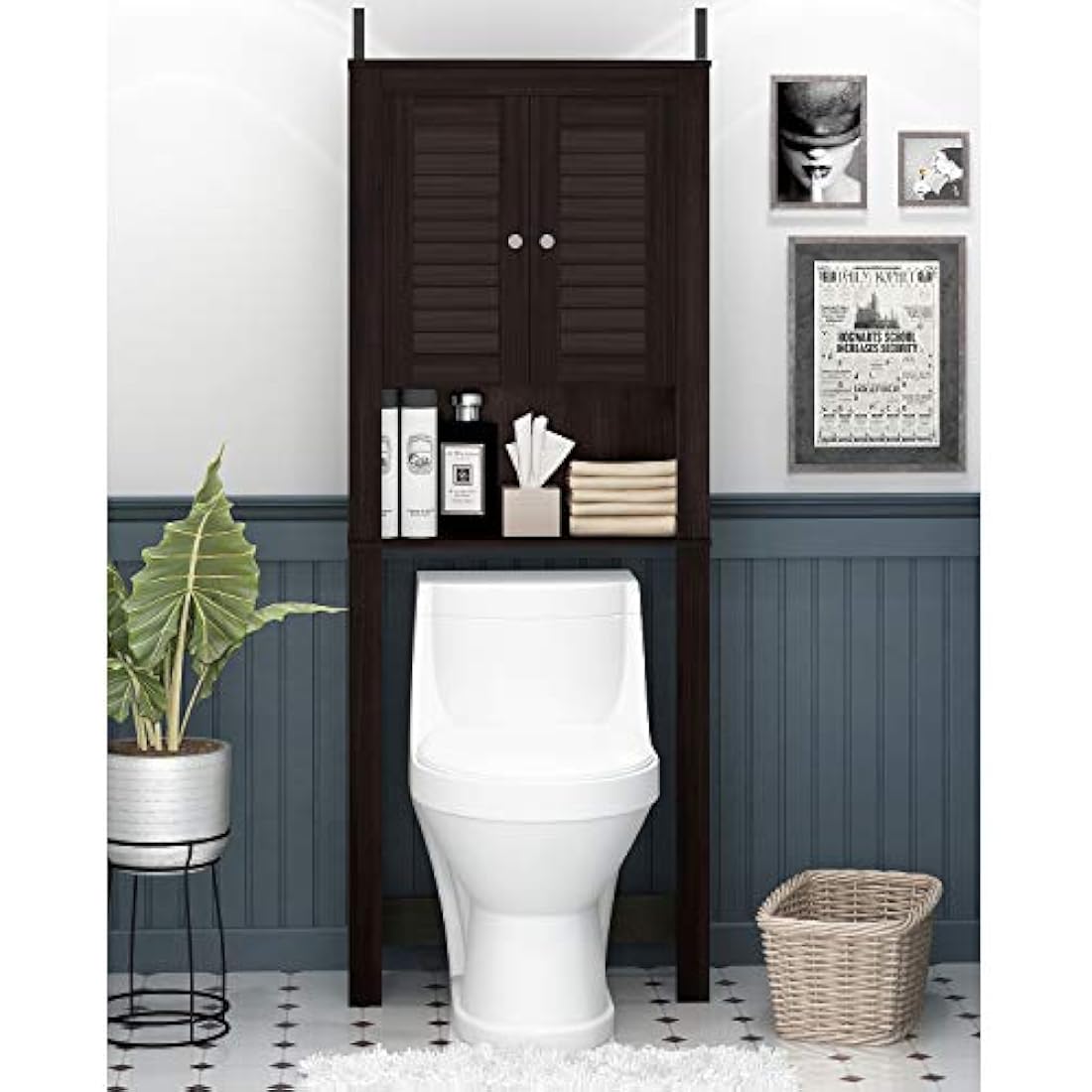 FURINNO Wall Mounted Cabinets, Wood, Espresso, one size