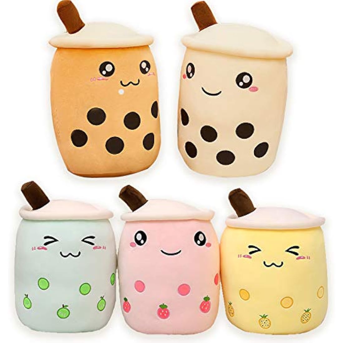 AMOZO Cute Cartoon Boba Milk Tea Soft Plush Doll, Giant Boba Bubble Plushie Stuffed Tea Cup Pillow Gift Toys(Pink,24cm)