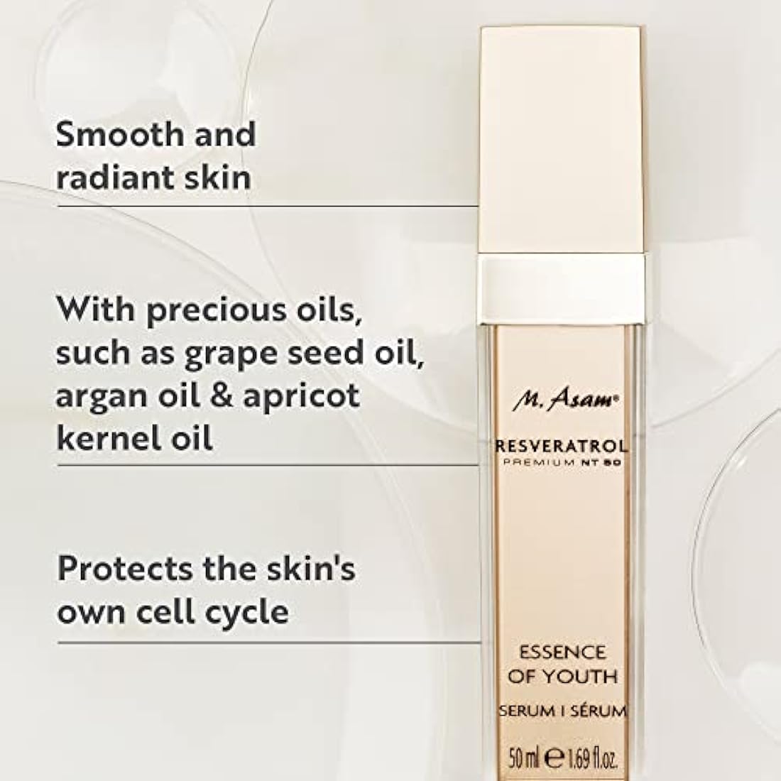 M. Asam RESVERATROL PREMIUM NT50 Youth Serum (50 ml) – Face Serum with concentrated resveratrol & hyaluronic acid, supports firmness & provides a youthful-looking glow, facial care