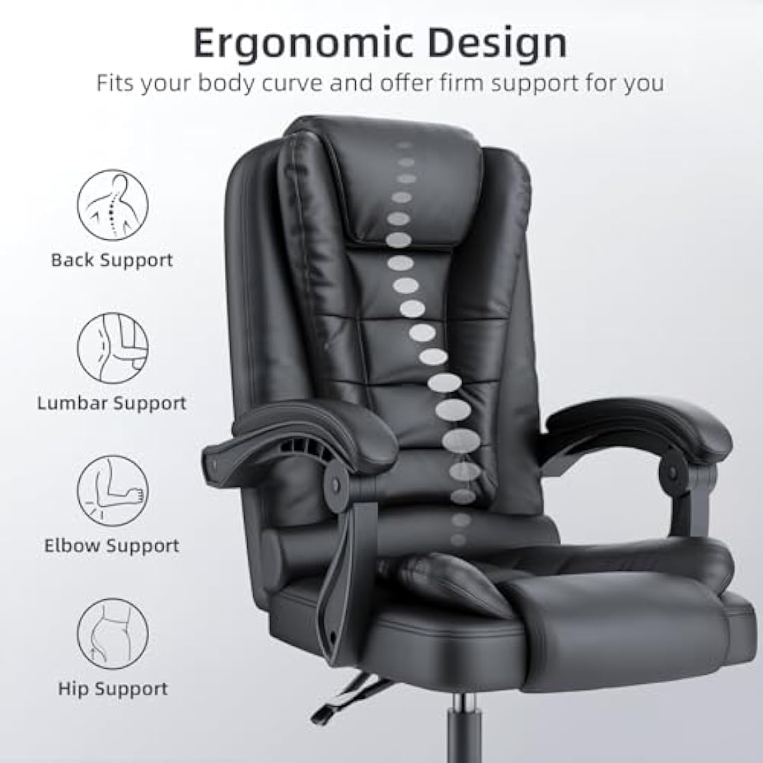 naspaluro Executive Office Chair High Back Desk Chair Ergonomic Recliner Computer Chair PU Leather Gaming Chair with Tilt Function Heavy Duty for Home Office Working