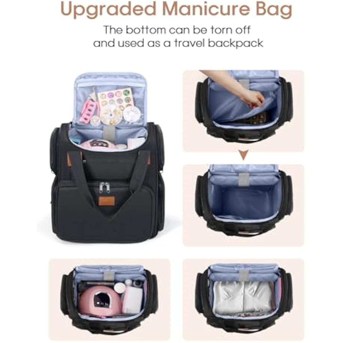 Deciniee Nail Polish Storage Organizer Bag: Large Gel Nail Polish Backpack Holds 84 Bottles Nail Polish and Nail Lamp - Double Layer Nail Varnish Storage Bag for Women Girl
