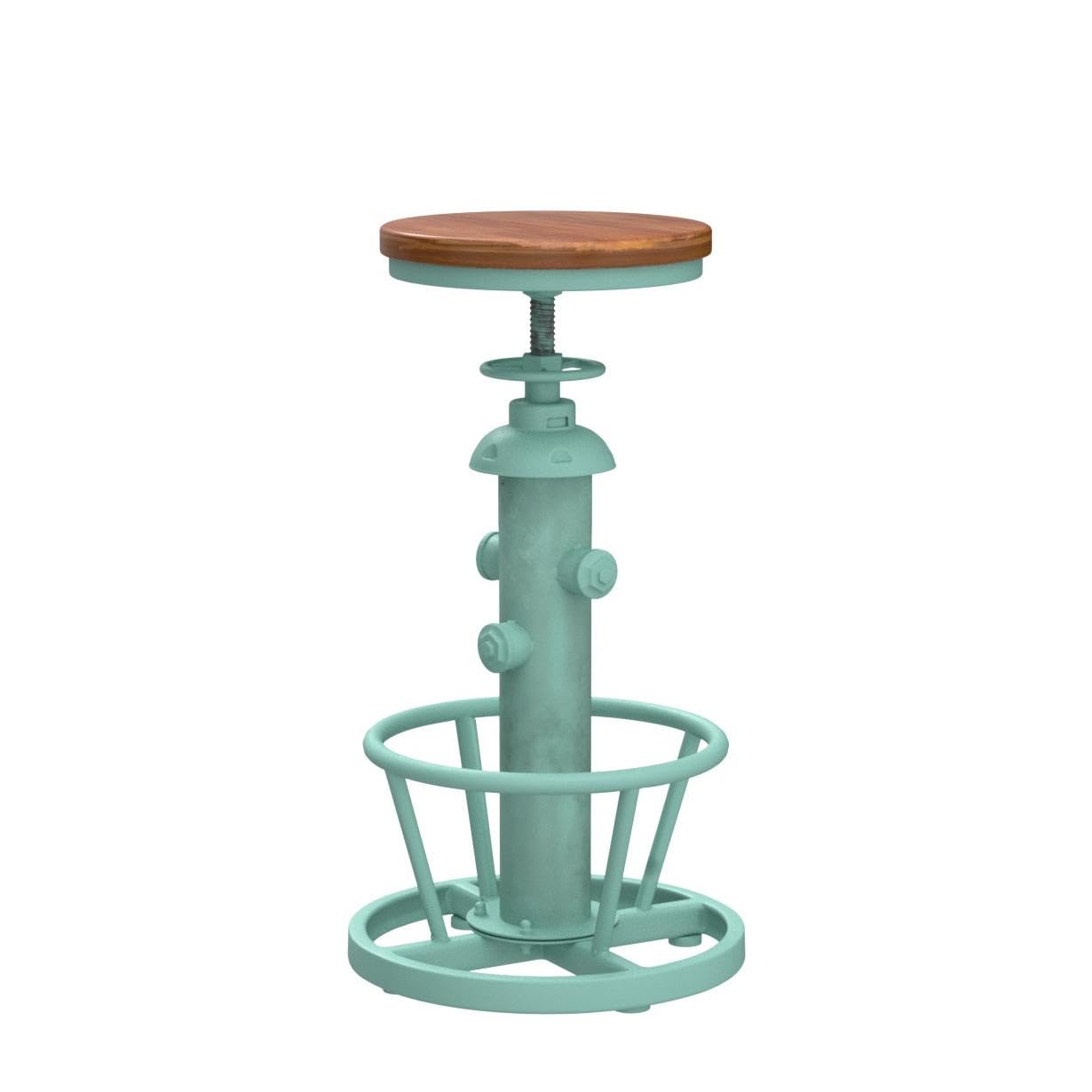 Topower Antique Industrial Round Bottom Adjustable Height Cafe Coffee Retro Vintage Stylish Water Pipe Design Pub Kitchen Bar Stool Antique Green