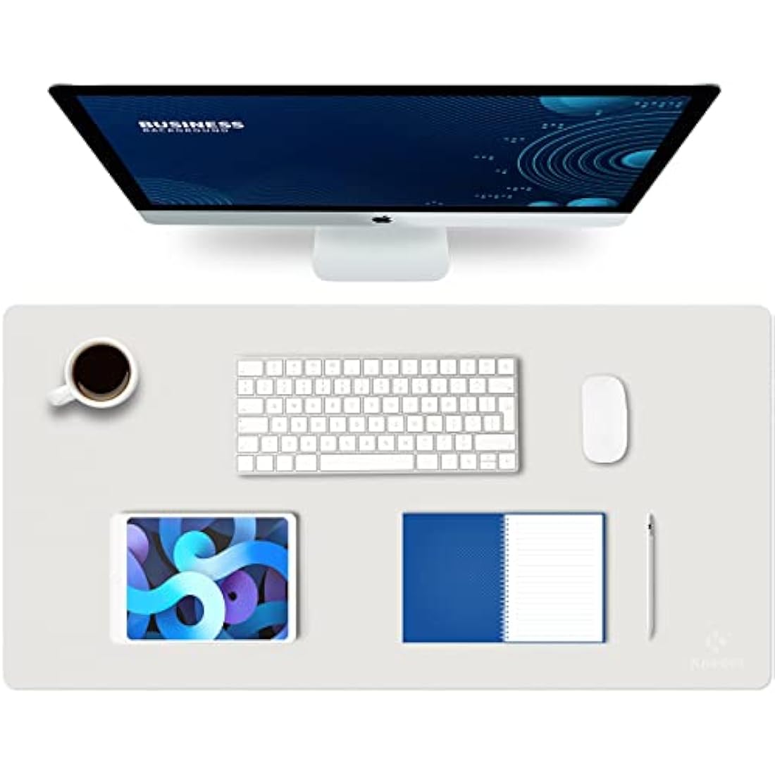 K KNODEL Large Office Leather Desk Mat, Mouse and Keyboard Pad, Computer and Laptop Mat, Desktop Protector and Cover, Writing Pad and Blotter (80x40cm, White)