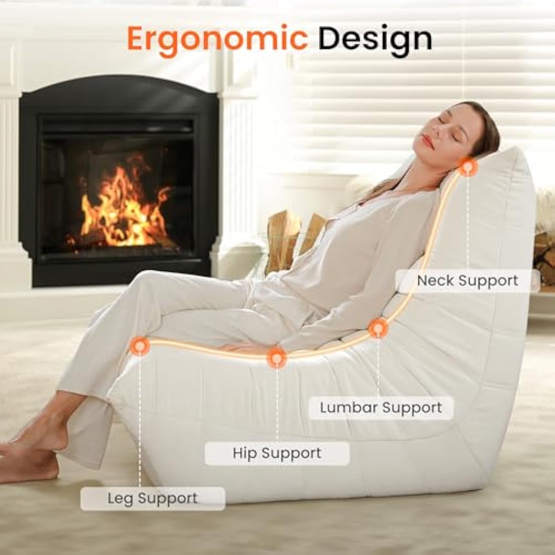 Vesgantti Togo Fireside Chair, Contemporary Beige Suede Lounge Chair, Ergonomic Lumbar Support, Perfect for Bedroom, Living Room, Office
