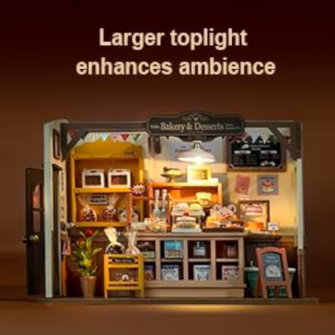 RoWood DIY Miniature Doll House Kit Bakery | Wooden Dollhouse Model Book Nook Kit | Craft Kits Gifts for Adults and Teens (LAT-DG161)