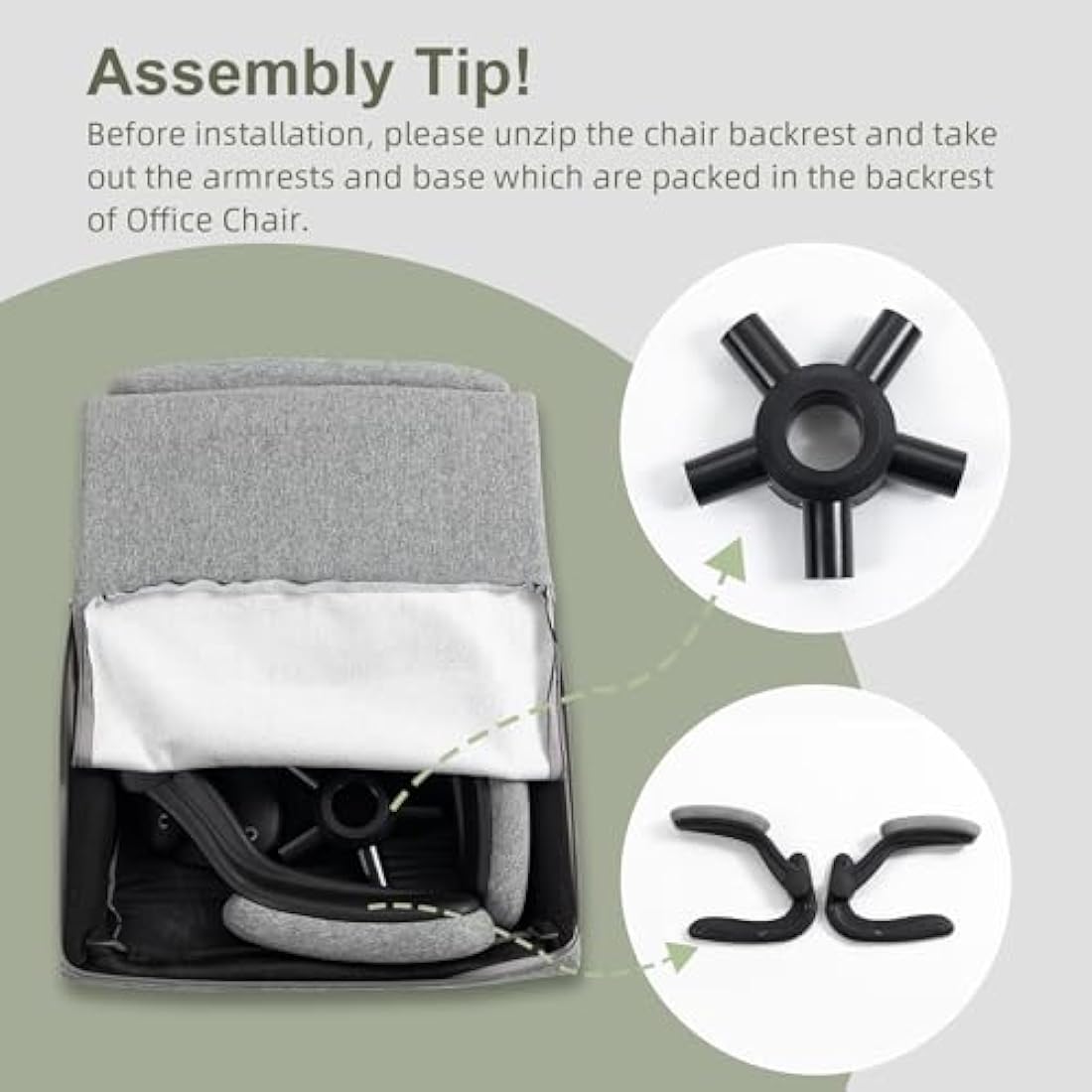 CASTLOVE Ergonomic Office Chair for Home - Computer Desk Chair with Back Support - Flip Up Armrest - High Back - Height Adjustable - Rocking Function (Fabric Grey Max 150 kg)