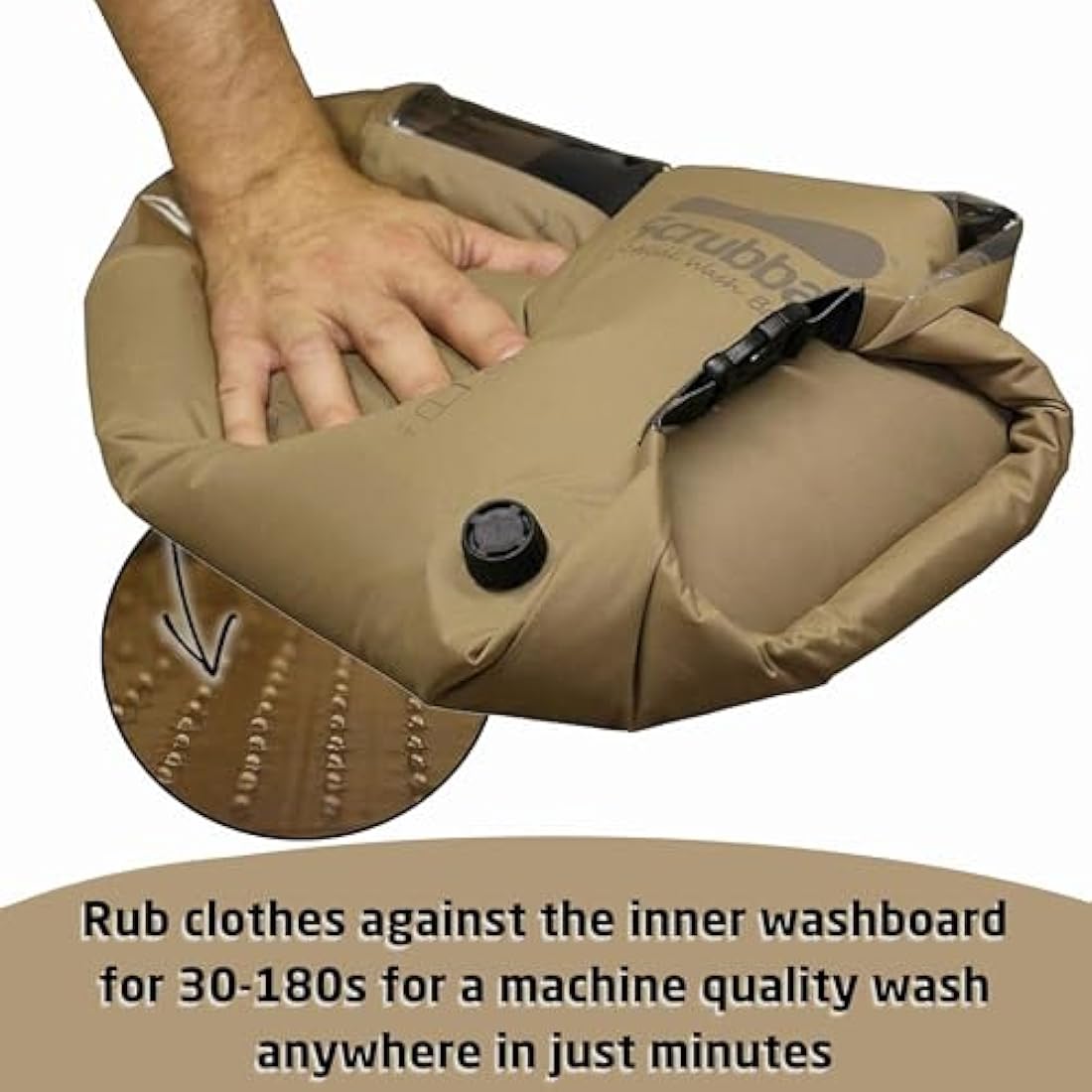 Scrubba TACTICAL Wash Bag Portable Washing Machine – Rugged Manual Clothes Washer for Camping, Travel & Deployment – Durable, Compact & Lightweight – Use with Laundry Detergent or Hand Soap – 160g