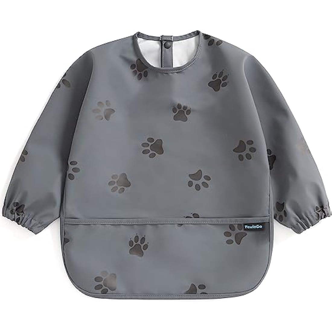 PewinGo Weaning Bib with Long Sleeves & BLW, Soft and Skin-Friendly Material, Coverall Bibs for Baby Feeding, Waterproof and Easy to Clean & Machine Washable, for Baby Infant Toddlers (Dark Grey)