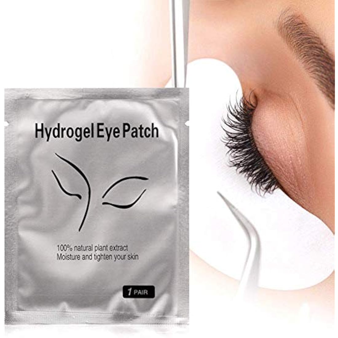 Yorgewd 100 Pairs Under Eye Gel Pads Eyelash Extension Pads Lints Free Eyelash Patches for Pro Salon & Individual Eyelash (100 Pairs)