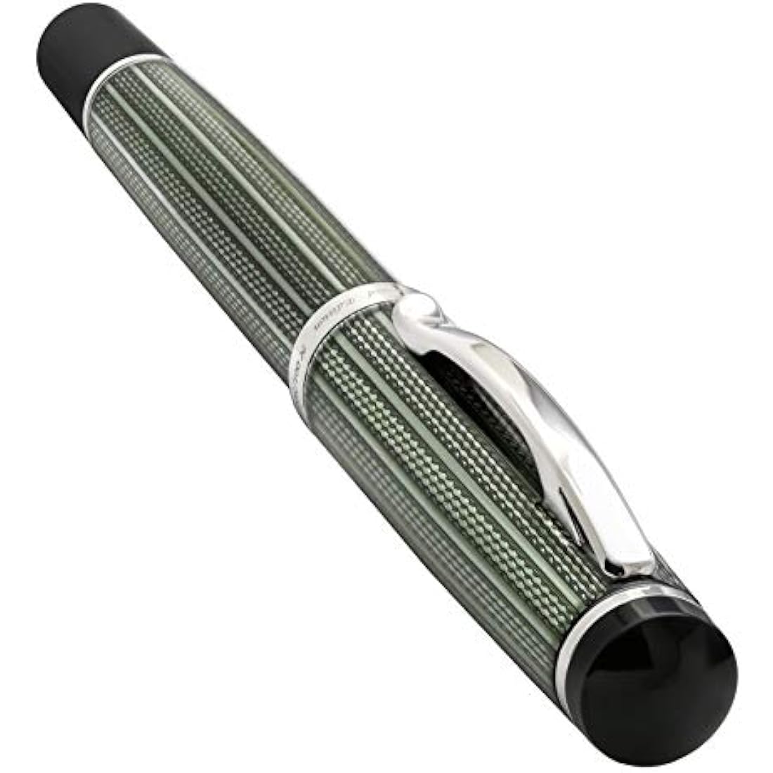 Xezo Incognito Fountain Pen, Fine Nib. Zinc Green Layered Lacquer with Pure Platinum Plating. Handcrafted, Limited Edition, Serialized