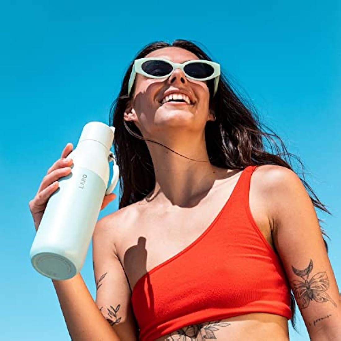 LARQ Bottle Flip Top 17oz - Insulated Stainless Steel Water Bottle with Straw | BPA Free | Reusable Water Bottle for Sports, Gym, and Travel | Keep Drinks Cold, Seaside Mint