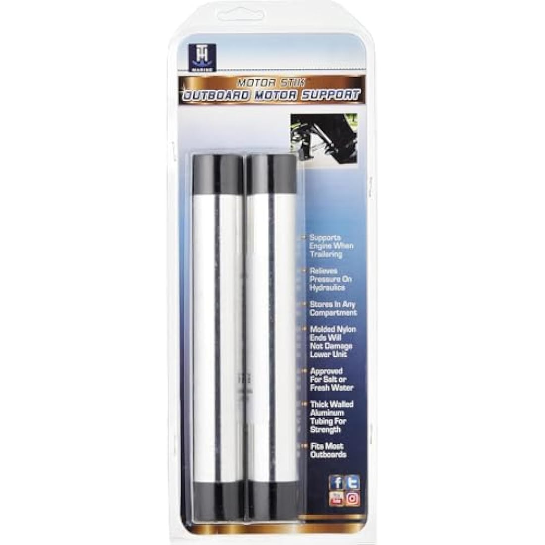T-H Marine Motor Stik OutBoard Motor Support Stick Pair