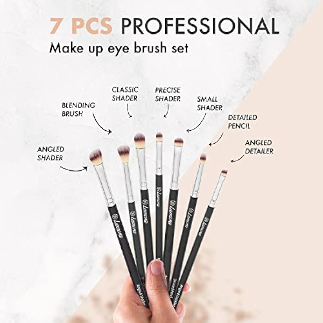 Make Up Eye Brush Set - Eyeshadow Eyeliner Blending Crease Kit - Best Choice 7 Piece Essentials - Pencil, Shader, Tapered, Definer - Vegan Synthetic Bristles That Last Longer & Apply Better Makeup
