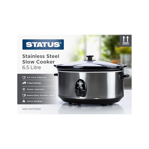 STATUS San Antonio Oval Slow Cooker | 6.5L Slow Cooker Large | 320W Stainless Steel | SANANTONIO1PKB2