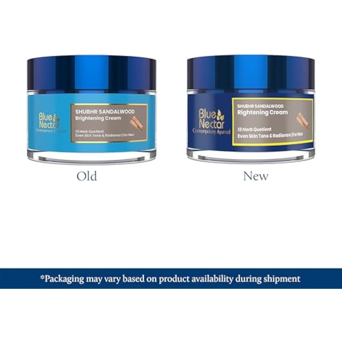 Blue Nectar Brightening Face Cream for Men - Natural Moisturizer with Sandalwood, Turmeric, Aloe Vera & Ayurvedic Herbs(50 g)