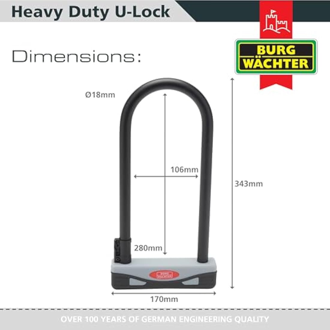 Burg Wachter 273S Sold Secure Gold Approved D Lock, Grey/Black, Large