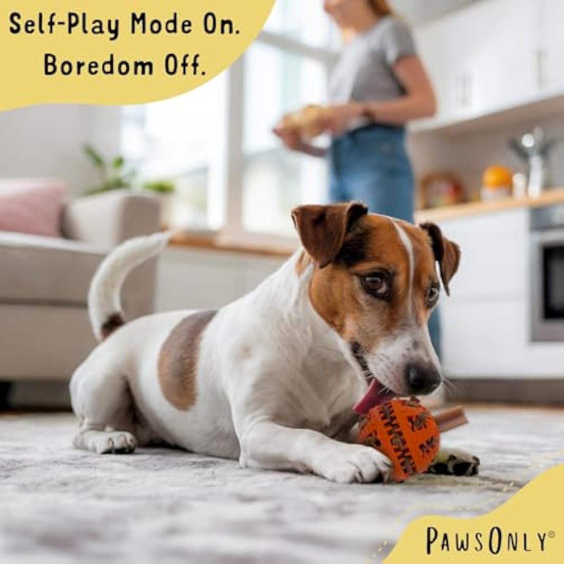 PawsOnly | Interactive Dog Treat Toy for Boredom & Enrichment | Mental Stimulation & Anxiety Relief | Puzzle Feeder | Puppy Brain Training & Entertainment | Keep Them Busy (Small, ORANGE)