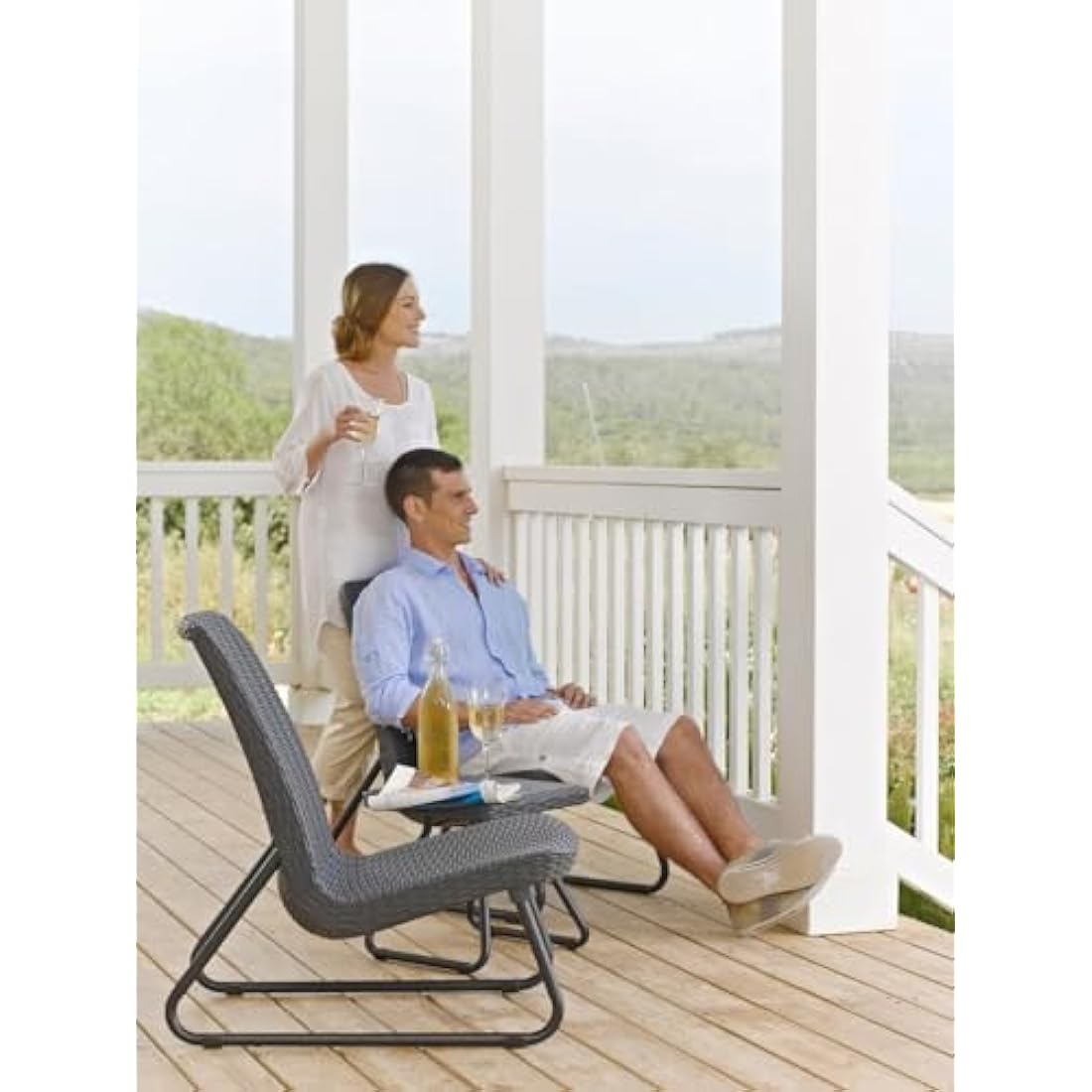 Keter Rio Patio Set, Table and Chairs - Graphite/Grey