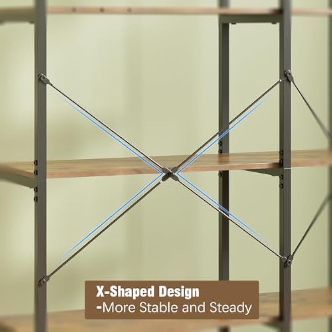 VEDECASA 5 Tiers Corner Bookshelf 5 Tiers Deformable Corner Bookcases Industrial Freestanding Bookshelf Storage Display Rack with Metal Frame for Living Room Home Bedroom Home Office Study Room