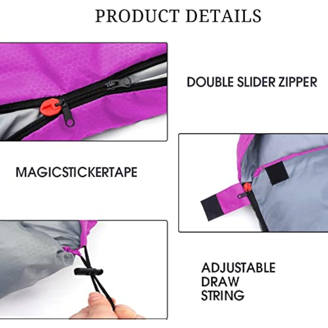 tuphen - XL Sleeping Bags: 3-4 Seasons Warm Cold Weather - Camping Sleeping Bag for Hiking Backpacking - Packable Travel Gear Summer Winter - Adults Kids Girls Boys, Light Purple Grey