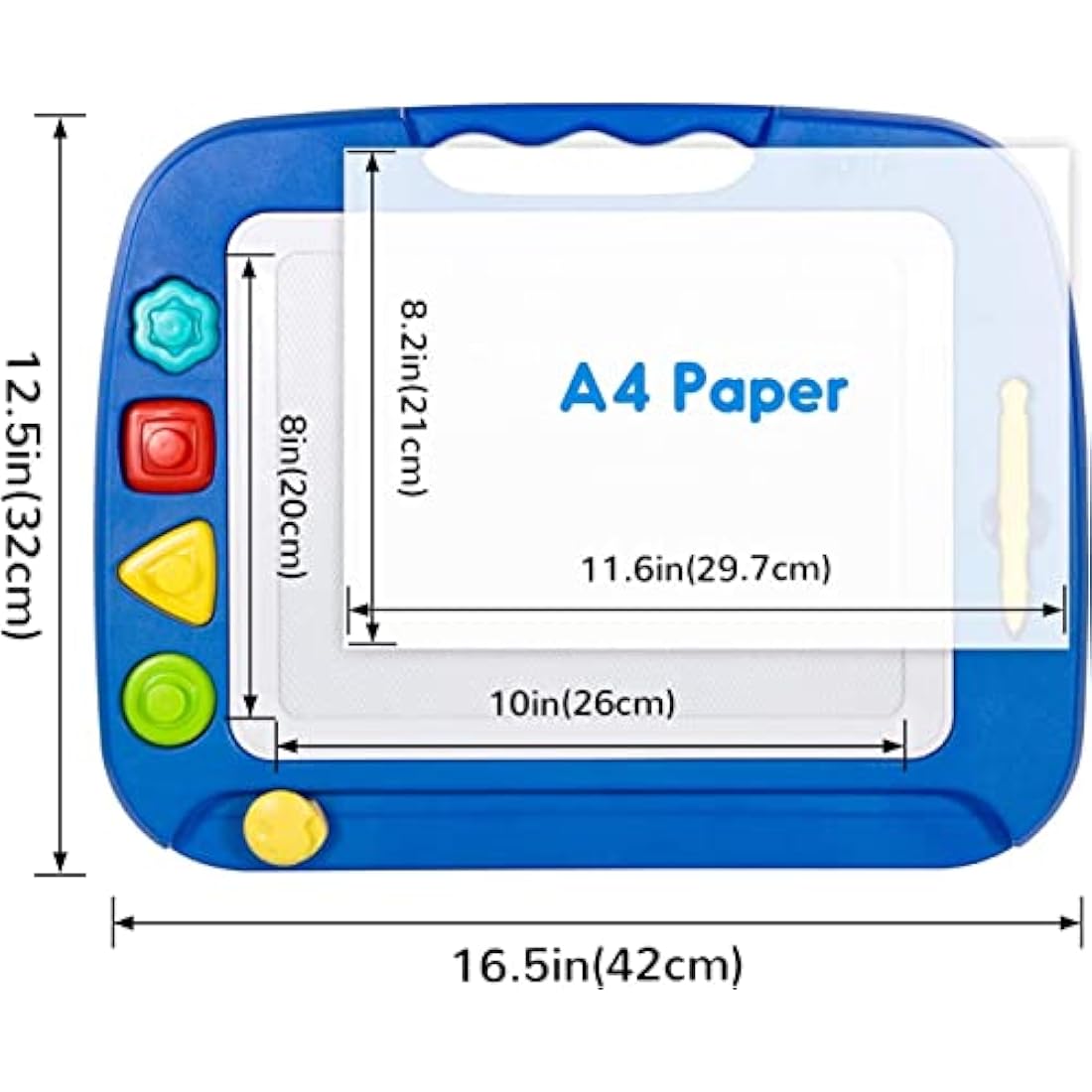SGILE Large Magnetic Drawing Board - Erasable Scribble Board Colorful Magna Doodles Writing Pad Learning toys for Kids Children Toddlers, 41.5×32.5 cm, Blue