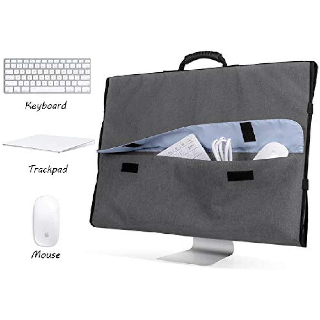 CURMIO Travel Carrying Bag for Apple iMac 21.5" and iMac 24" Desktop Computer, Protective Storage Case Monitor Dust Cover with Rubber Handle for 21.5" iMac Screen(Patent Pending), Grey