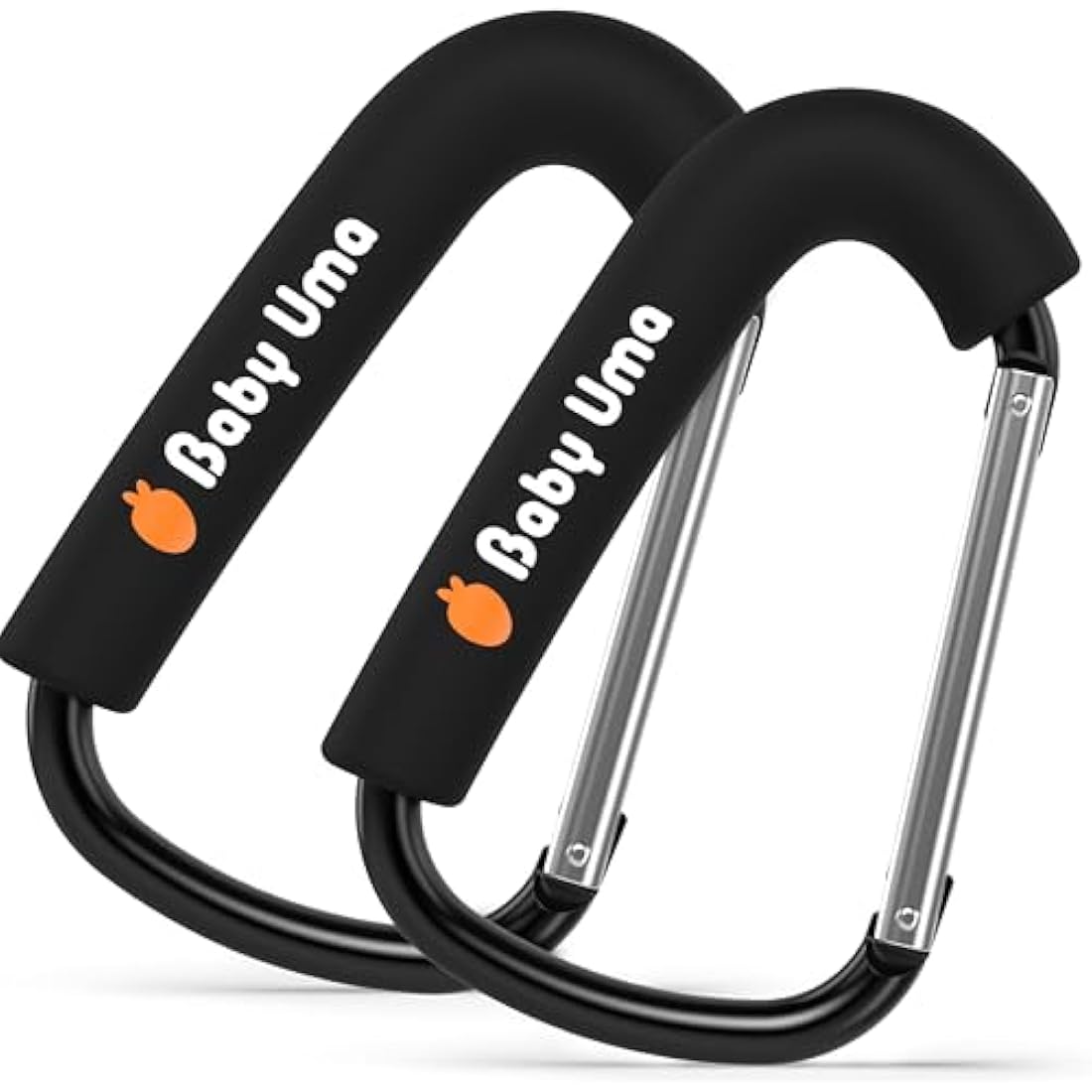 Baby Uma XL Pram Hooks (2 Pack) - Extra Large Carabiner Clip, Universal Stroller Clips, Carry 5 Kg per Buggy Clip, Baby Pram Accessories & Baby Travel Essentials, Baby Must Haves for Newborn
