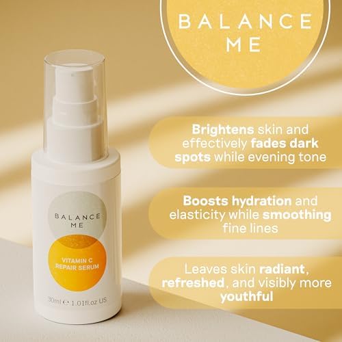 Balance Me Vitamin C Repair Serum 30ml, Hydrating Serum with Hyaluronic Acid and Collagen, Treatment for Hyperpigmentation, Dark Spots and Wrinkles